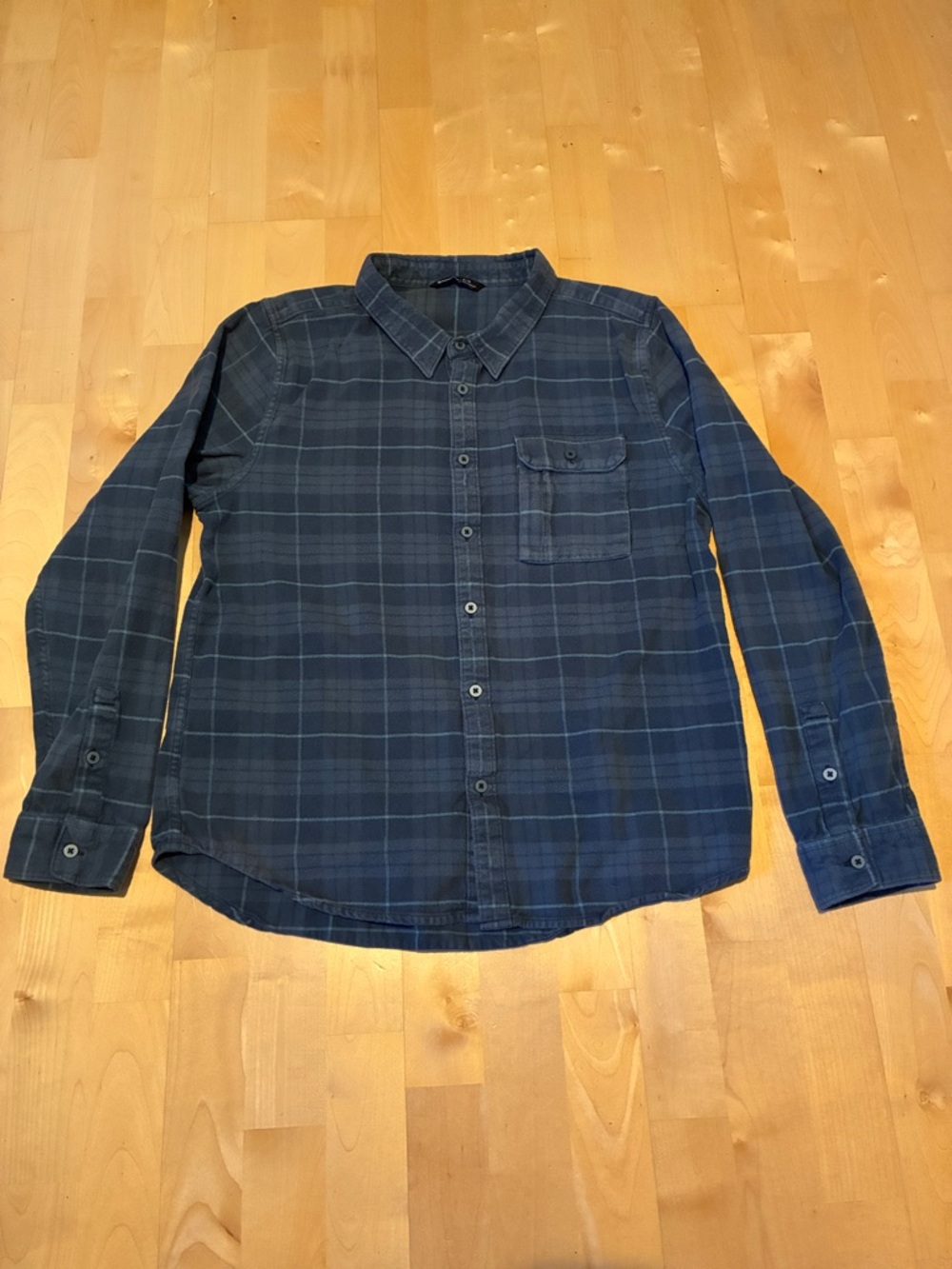 Men's Backcountry XL Navy Plaid Button-Down Flannel Shirt